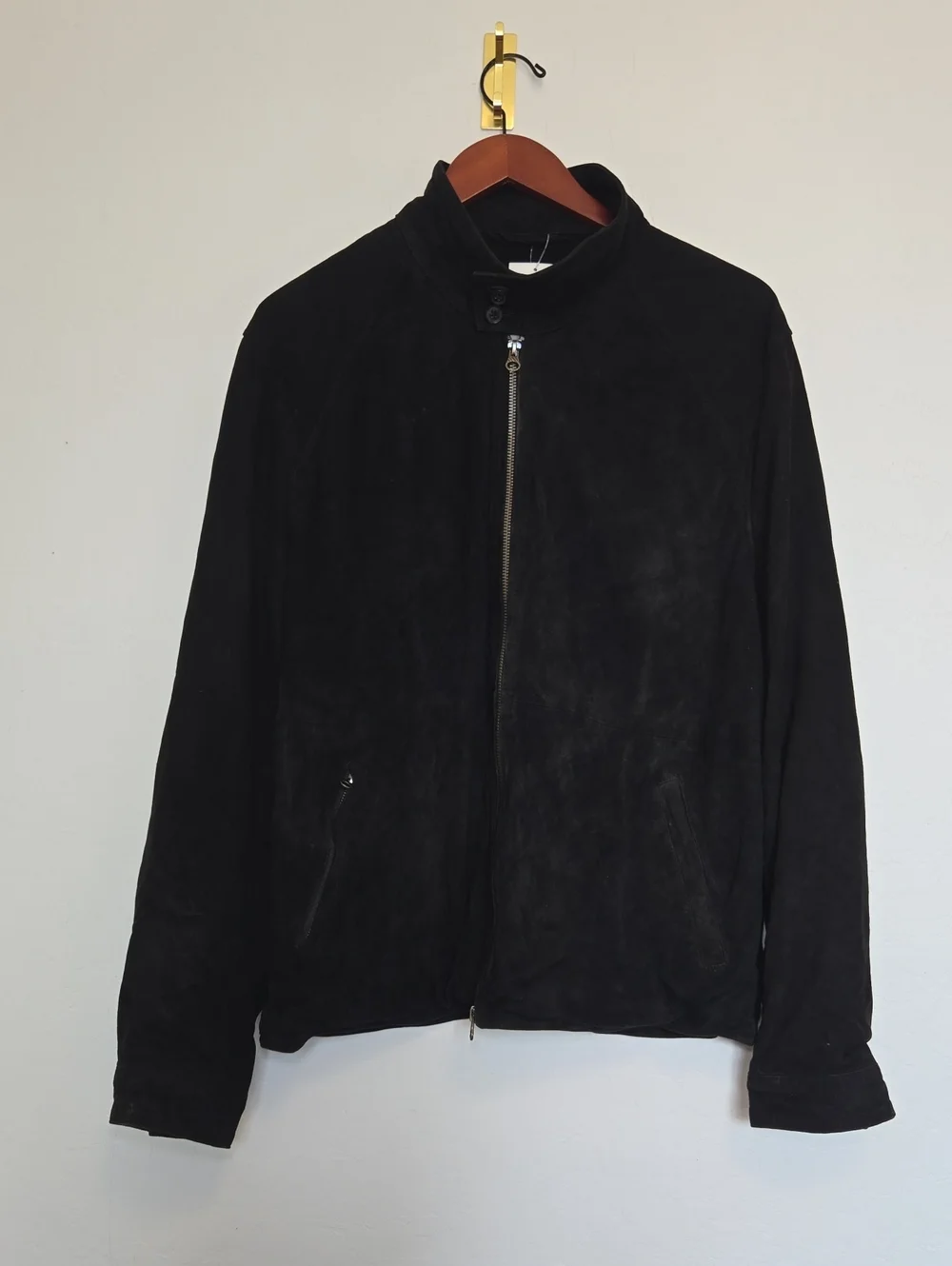 Officine Général Black Goat Suede weCafé Racer Jacket Outdoor Moto Biker Sz L